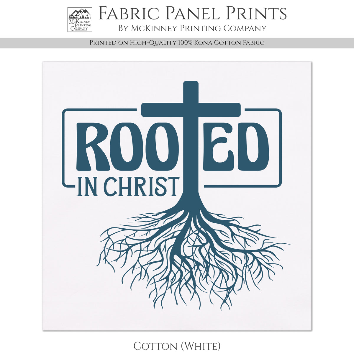 Rooted in Christ - Christian Fabric Panel, Religious Wall Art, Quilt Block, Quilting, Sewing, Inspirational
