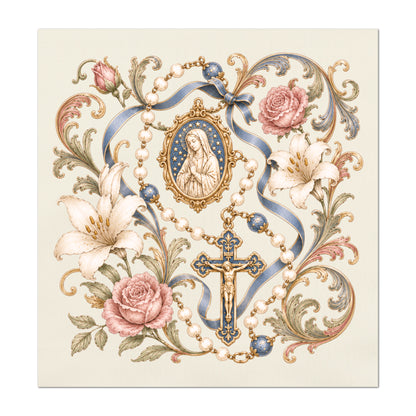 Virgin Mary Fabric - Jesus, Rosery, Religious, Ephemera, Christian, Catholic, Prayer, Print, Quilt, Quilting, Crucifix