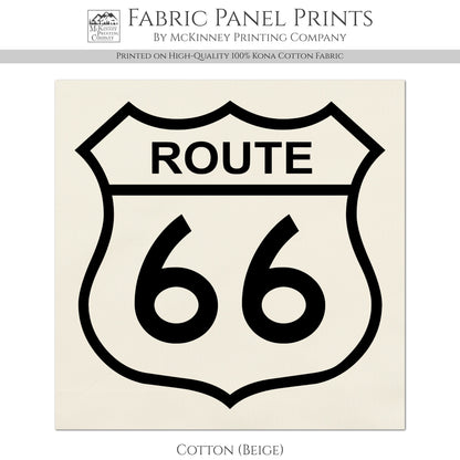 Route 66 - Retro Travel Fabric, Sign, Patriotic, Americana, Family Vacation, Road Trip, Vintage, Small Block Print, Quilting, Quilt