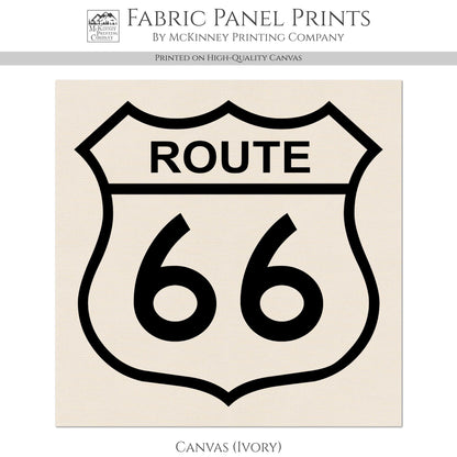 Route 66 - Retro Travel Fabric, Sign, Patriotic, Americana, Family Vacation, Road Trip, Vintage, Small Block Print, Quilting, Quilt