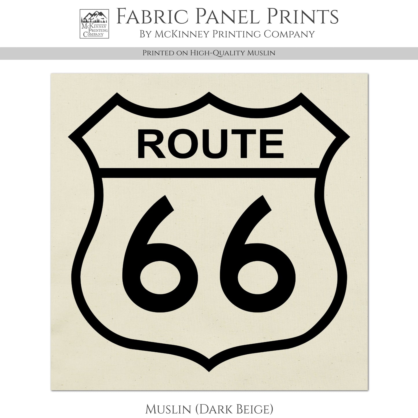 Route 66 - Retro Travel Fabric, Sign, Patriotic, Americana, Family Vacation, Road Trip, Vintage, Small Block Print, Quilting, Quilt