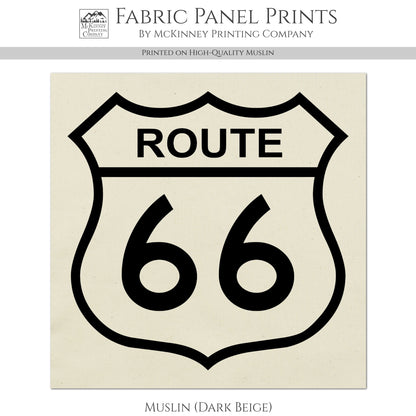 Route 66 - Retro Travel Fabric, Sign, Patriotic, Americana, Family Vacation, Road Trip, Vintage, Small Block Print, Quilting, Quilt