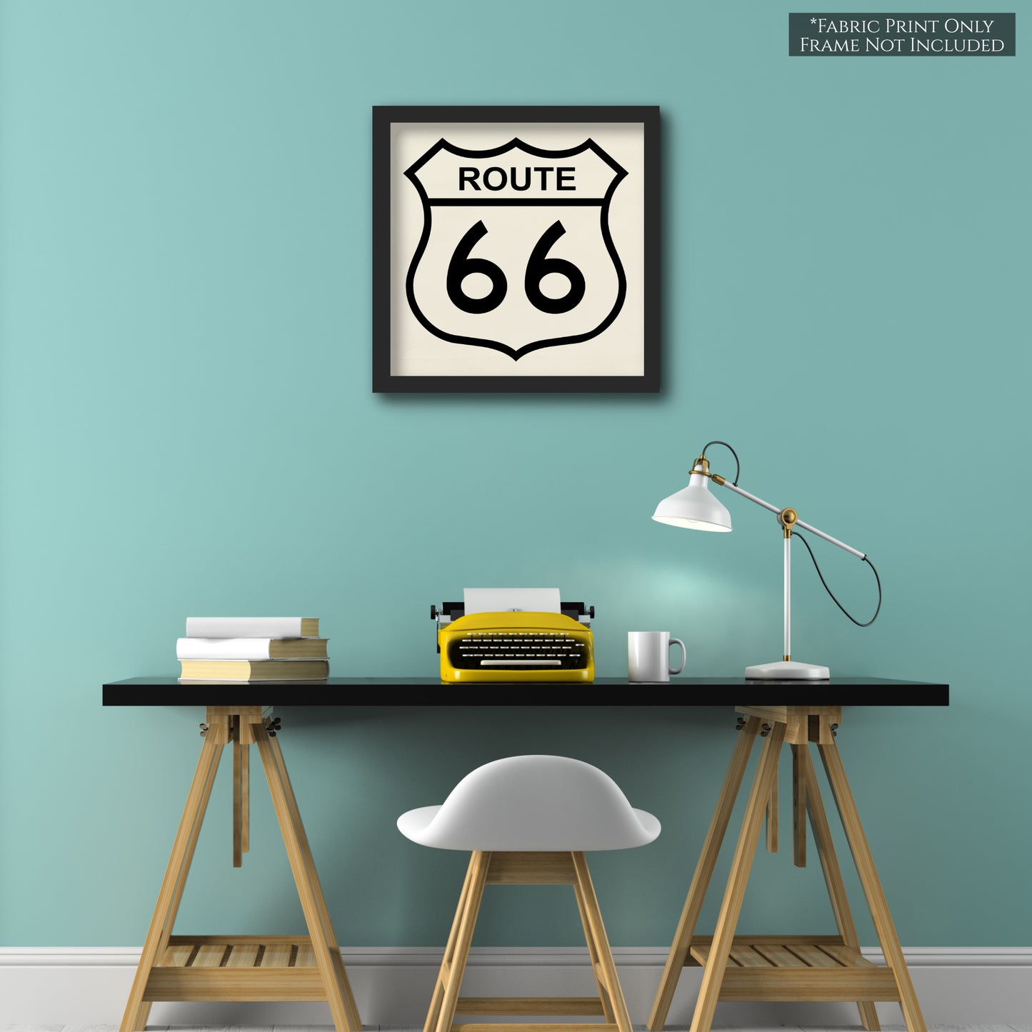 Route 66 - Retro Travel Fabric, Sign, Patriotic, Americana, Family Vacation, Road Trip, Vintage, Small Block Print, Quilting, Quilt