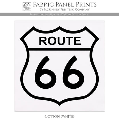 Route 66 - Retro Travel Fabric, Sign, Patriotic, Americana, Family Vacation, Road Trip, Vintage, Small Block Print, Quilting, Quilt