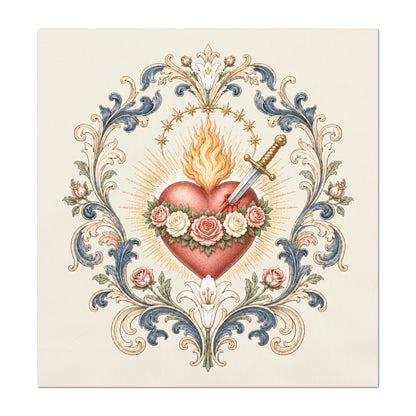 Sacred Heart of Jesus Art -  Religious, Ephemera, Christian, Catholic, Prayer, Print, Quilt, Quilting, Rose, Sewing