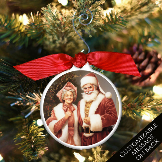 Victorian Christmas Ornaments - Vintage Santa, Mrs Clause, Shabby Chic