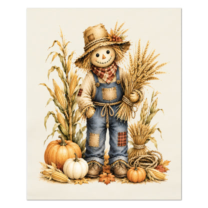 Fall Quilting Cotton Fabric - Panel, Scarecrow, Pumpkin, Corn, Autumn, Wall Art, Large Print, Block, Quilt, Halloween