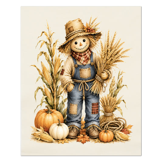 Fall Quilting Cotton Fabric - Panel, Scarecrow, Pumpkin, Corn, Autumn, Wall Art, Large Print, Block, Quilt, Halloween