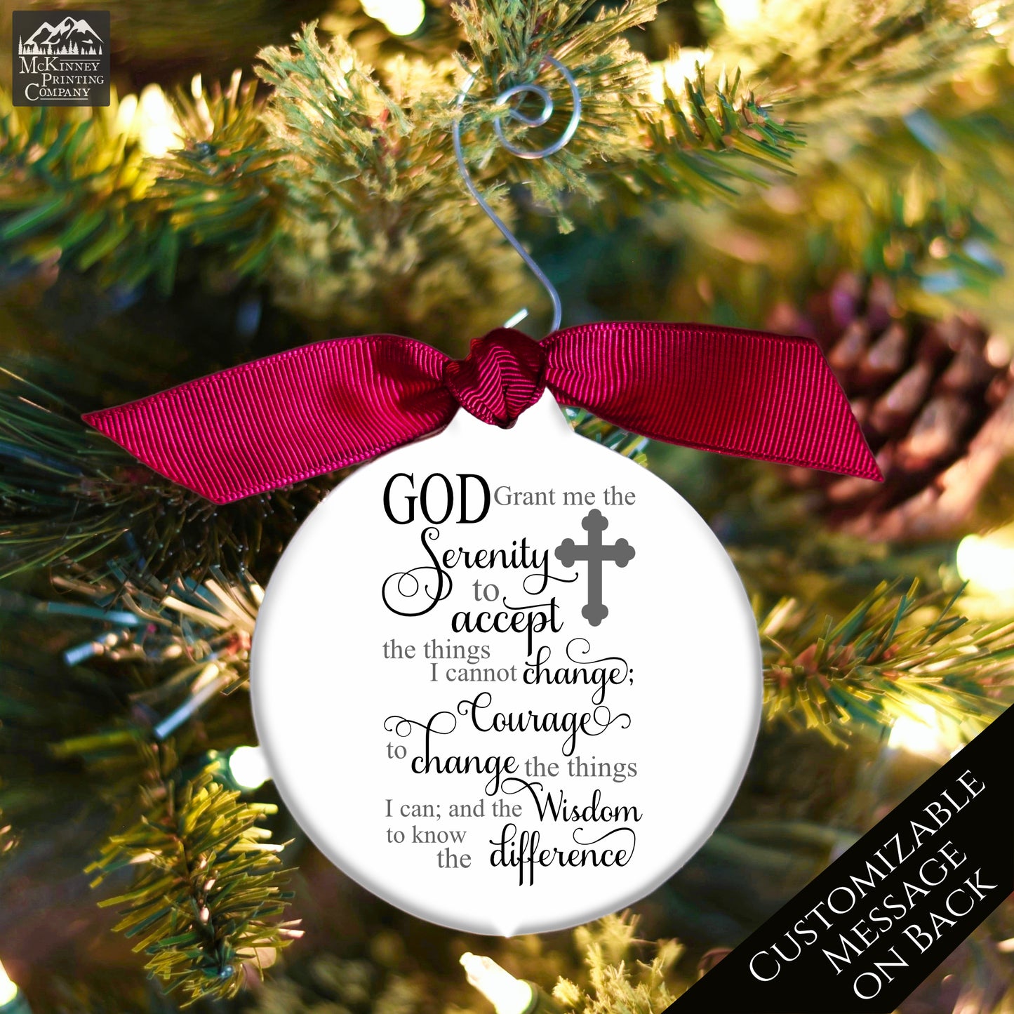 Serenity Prayer - Christmas Ornament, Inspirational, AA Gift, Recovery