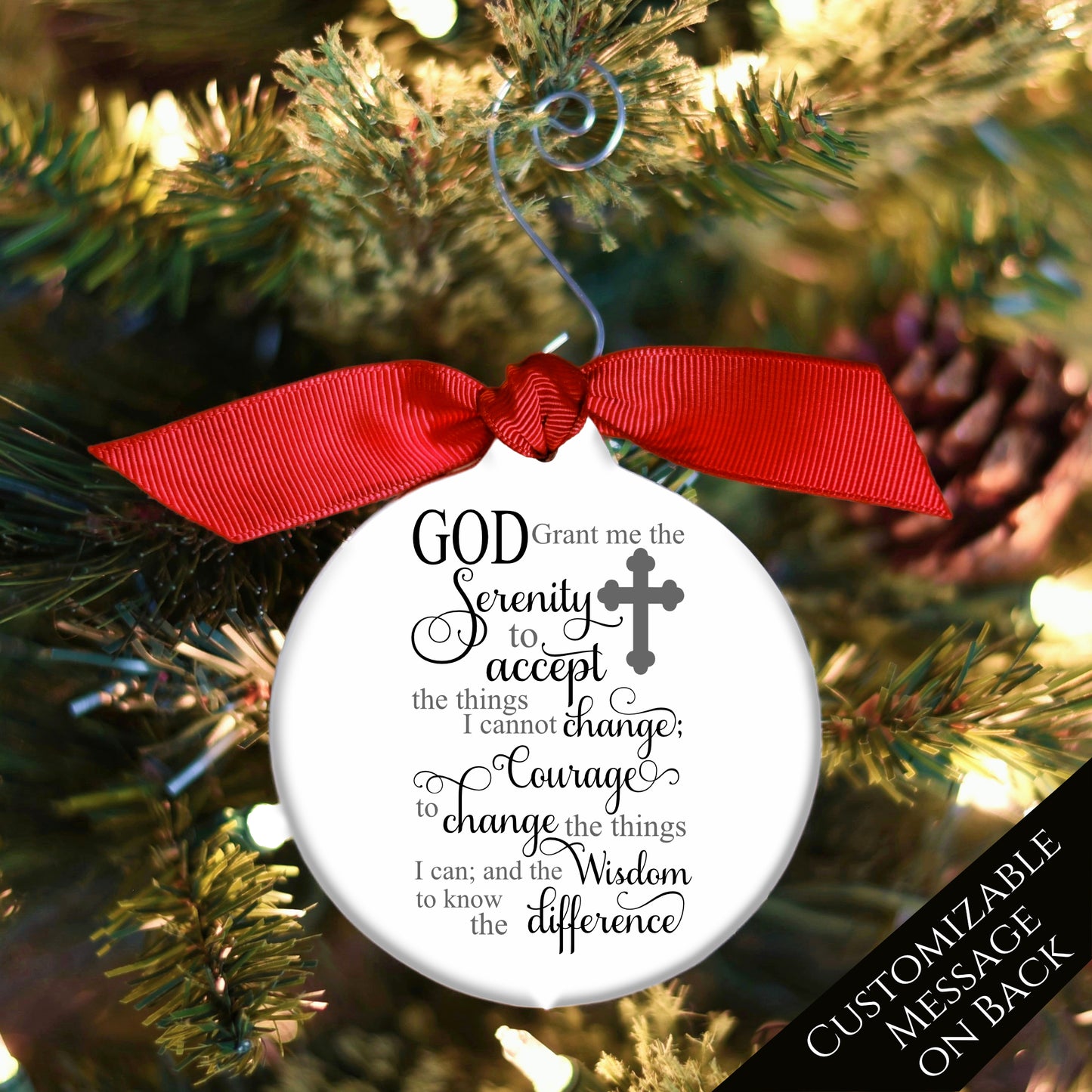 Serenity Prayer - Christmas Ornament, Inspirational, AA Gift, Recovery