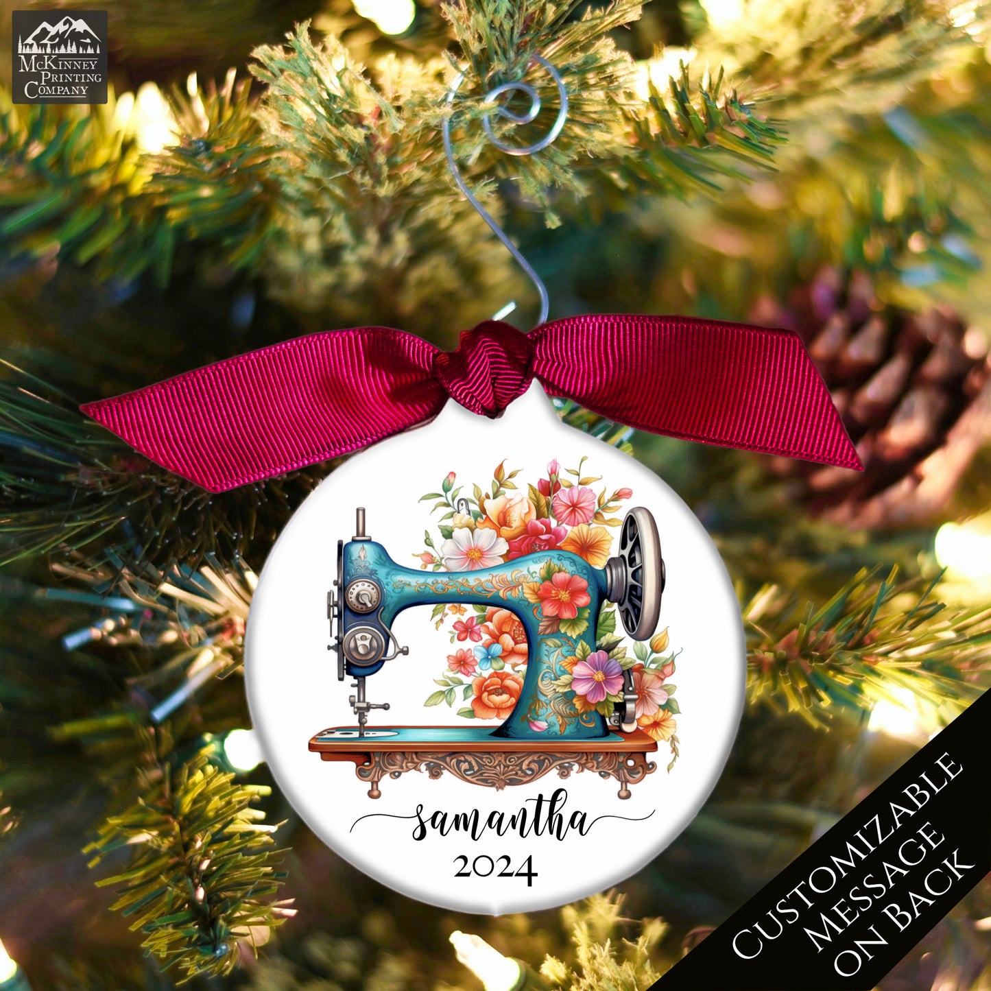 Seamstress Gift - Sewing Machine Ornament - Christmas, Personalized, Quilting Gift