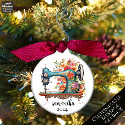 Seamstress Gift - Sewing Machine Ornament - Christmas, Personalized, Quilting Gift