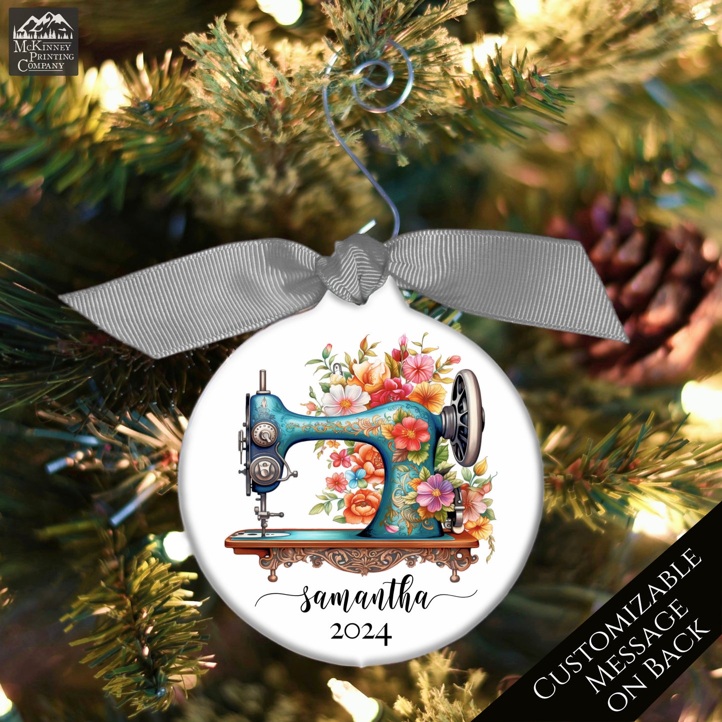 Seamstress Gift - Sewing Machine Ornament - Christmas, Personalized, Quilting Gift