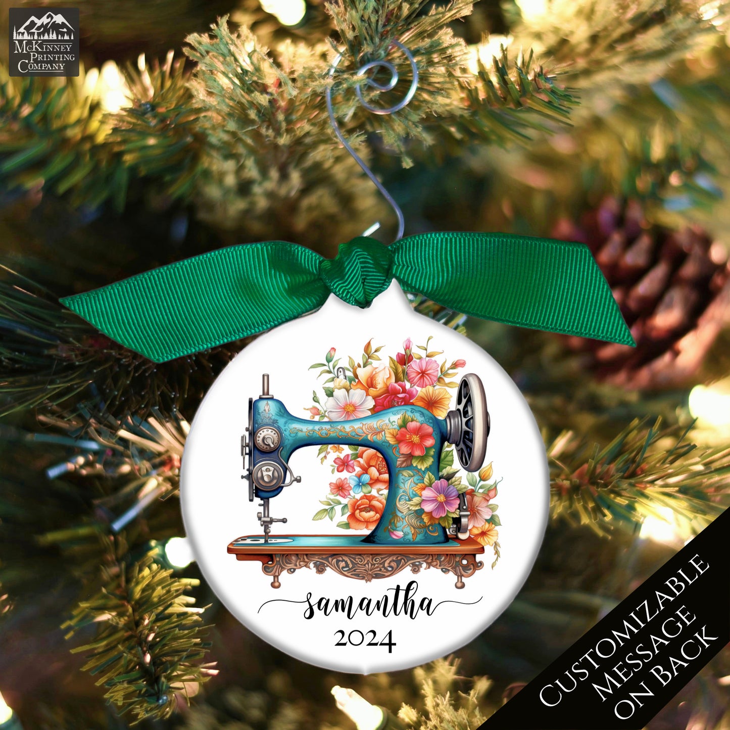 Seamstress Gift - Sewing Machine Ornament - Christmas, Personalized, Quilting Gift