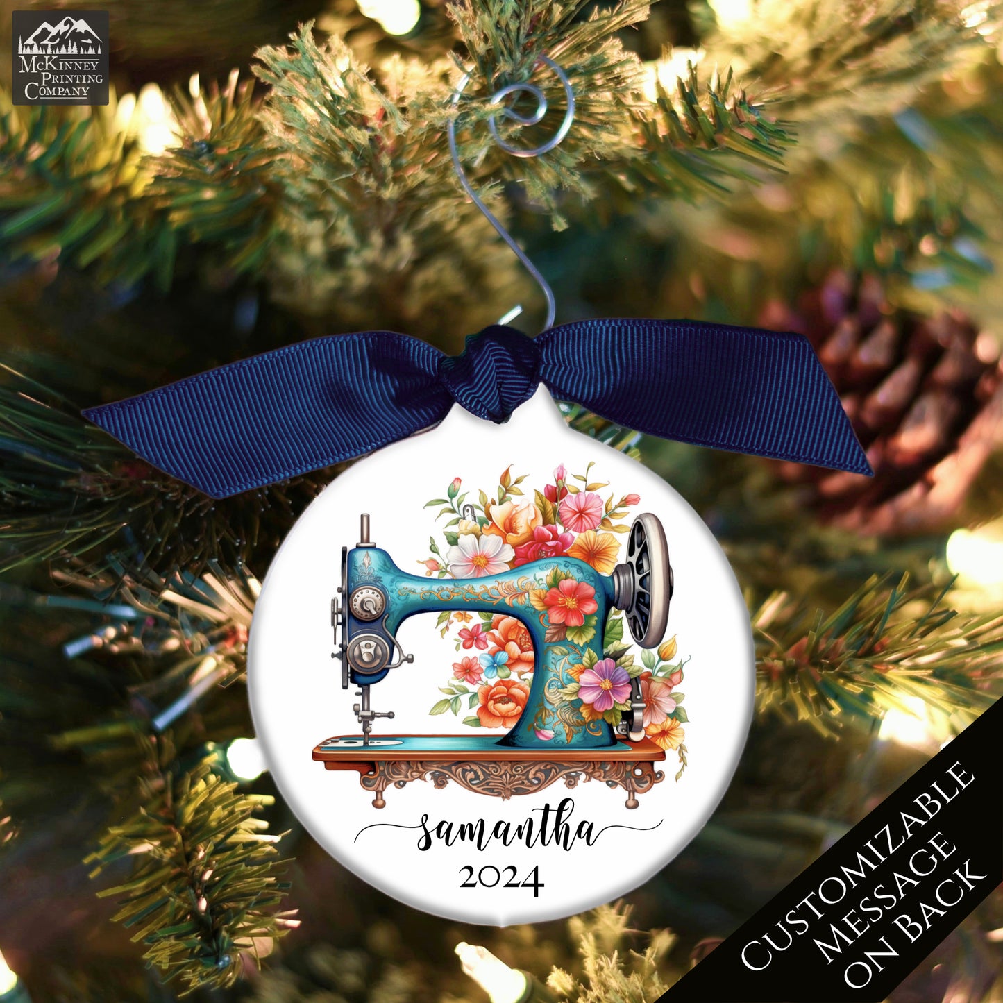 Seamstress Gift - Sewing Machine Ornament - Christmas, Personalized, Quilting Gift