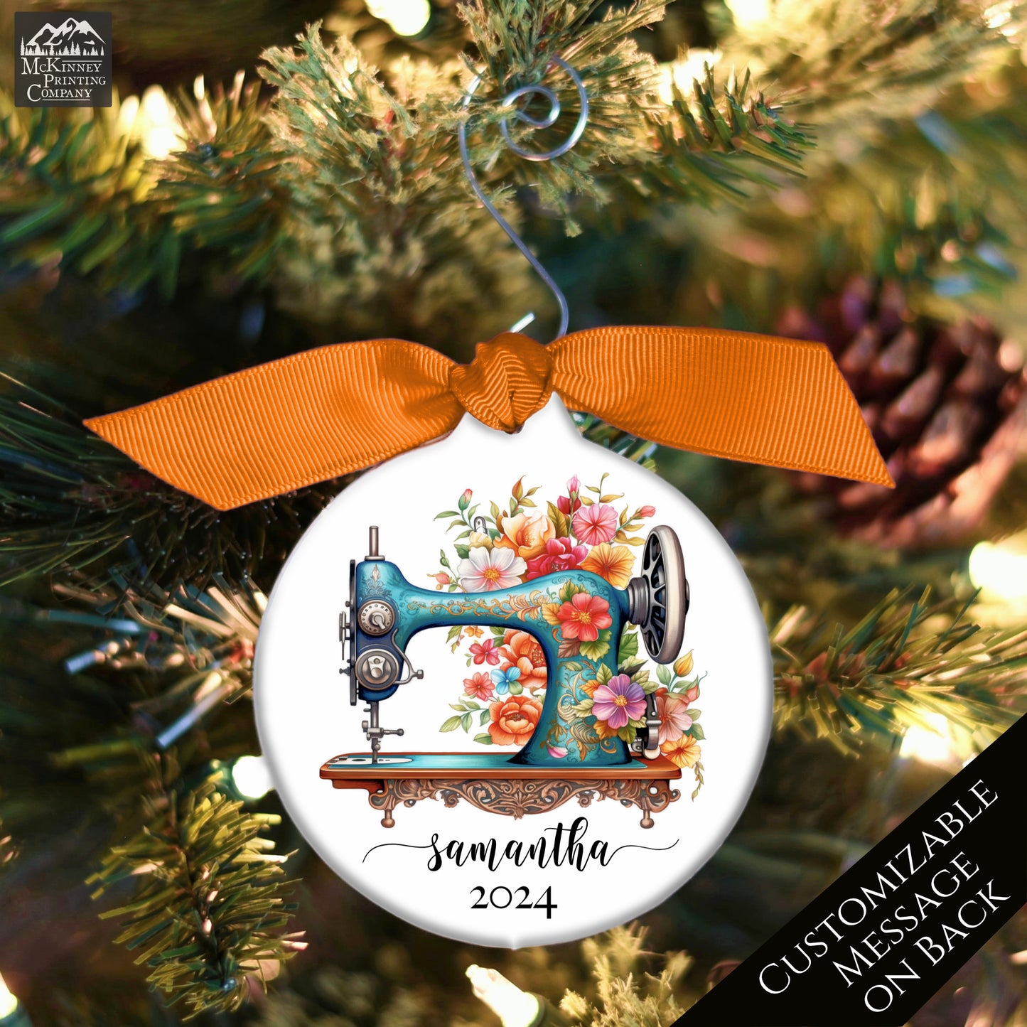 Seamstress Gift - Sewing Machine Ornament - Christmas, Personalized, Quilting Gift