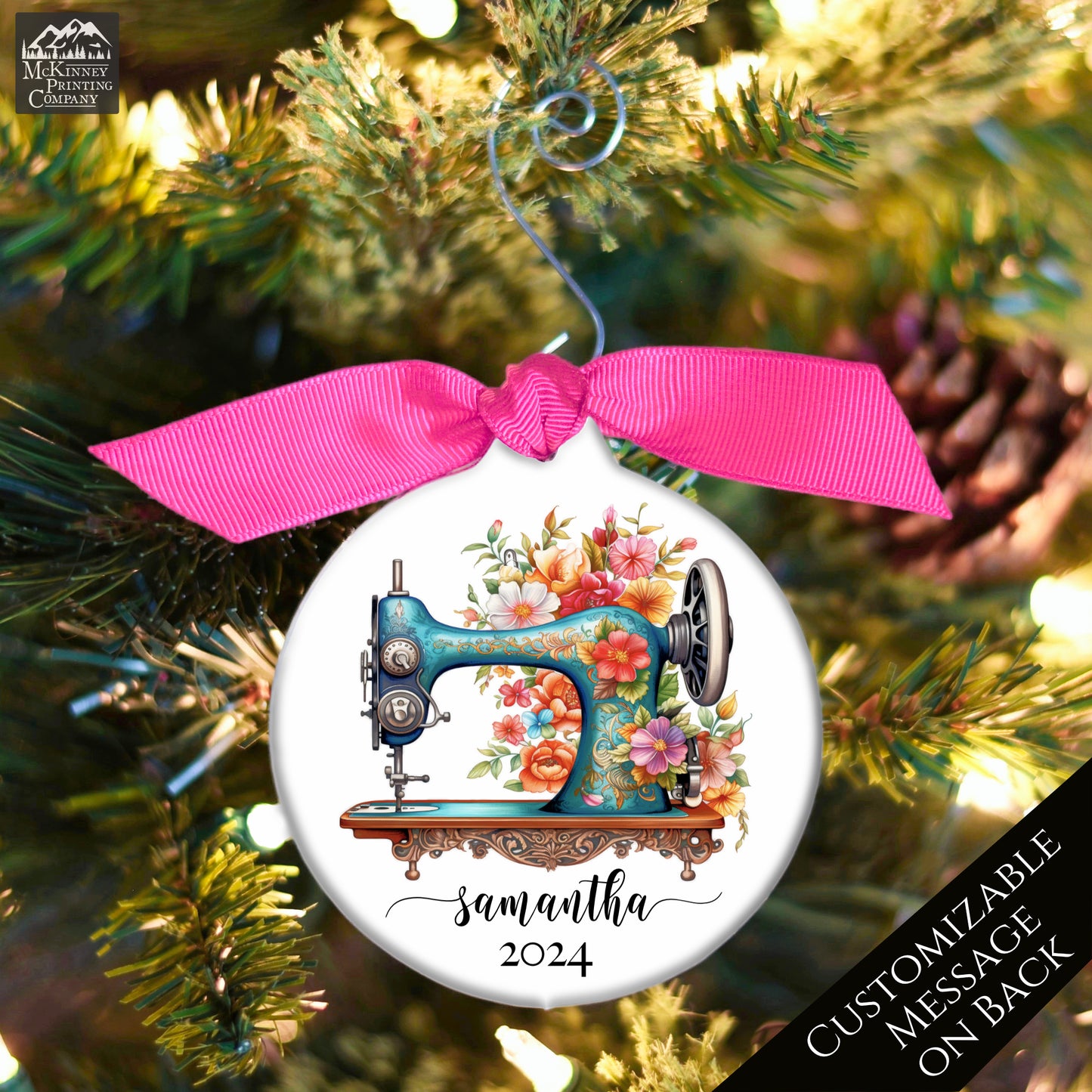 Seamstress Gift - Sewing Machine Ornament - Christmas, Personalized, Quilting Gift