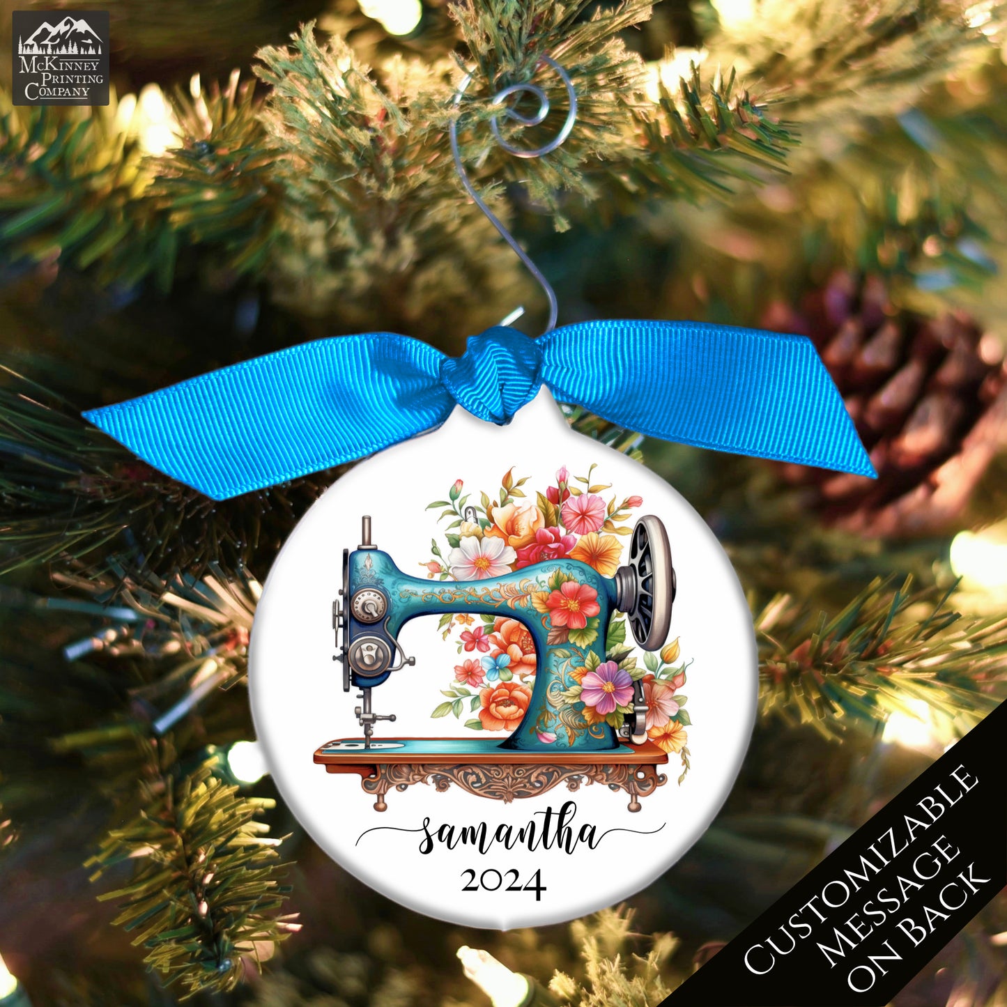 Seamstress Gift - Sewing Machine Ornament - Christmas, Personalized, Quilting Gift