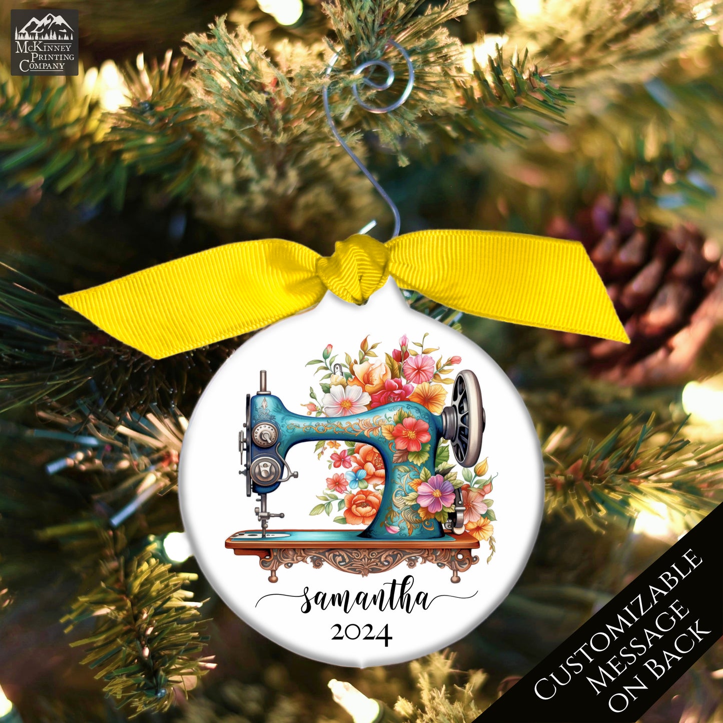 Seamstress Gift - Sewing Machine Ornament - Christmas, Personalized, Quilting Gift