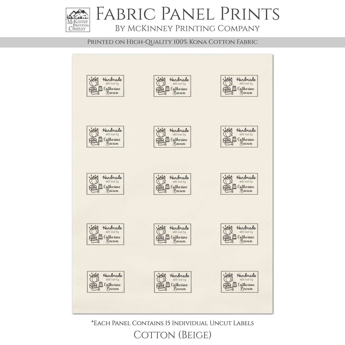 Quilt Labels - Handmade, Sewing Supplies, Fabric Tags, Personalized, Custom, Quilting, Craft, Cotton, Canvas