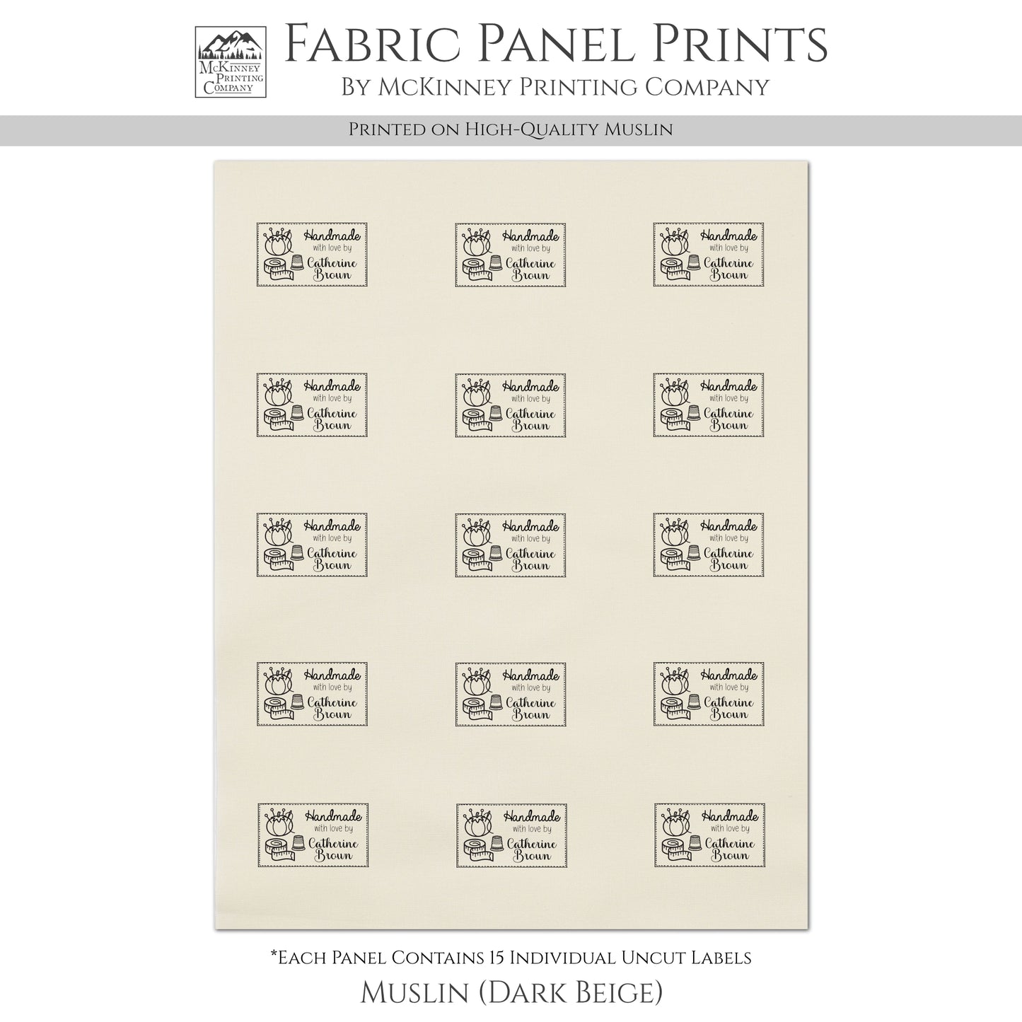 Quilt Labels - Handmade, Sewing Supplies, Fabric Tags, Personalized, Custom, Quilting, Craft, Cotton, Canvas