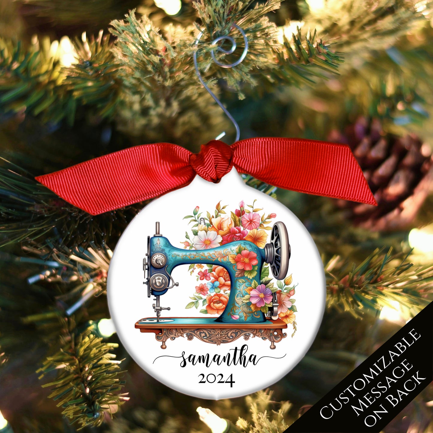 Seamstress Gift - Sewing Machine Ornament - Christmas, Personalized, Quilting Gift