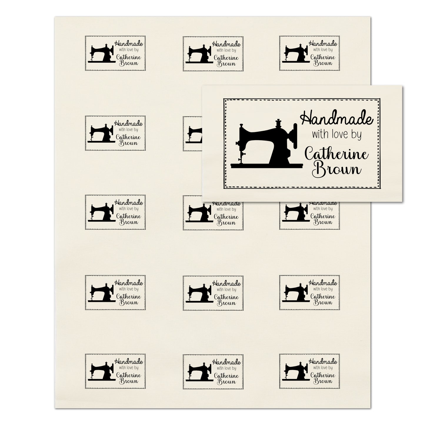 Quilt Labels - Handmade, Vintage Sewing Machine, Fabric Tags, Personalized, Custom, Quilting, Craft, Cotton, Canvas