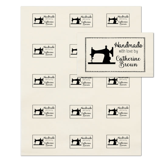 Quilt Labels - Handmade, Vintage Sewing Machine, Fabric Tags, Personalized, Custom, Quilting, Craft, Cotton, Canvas