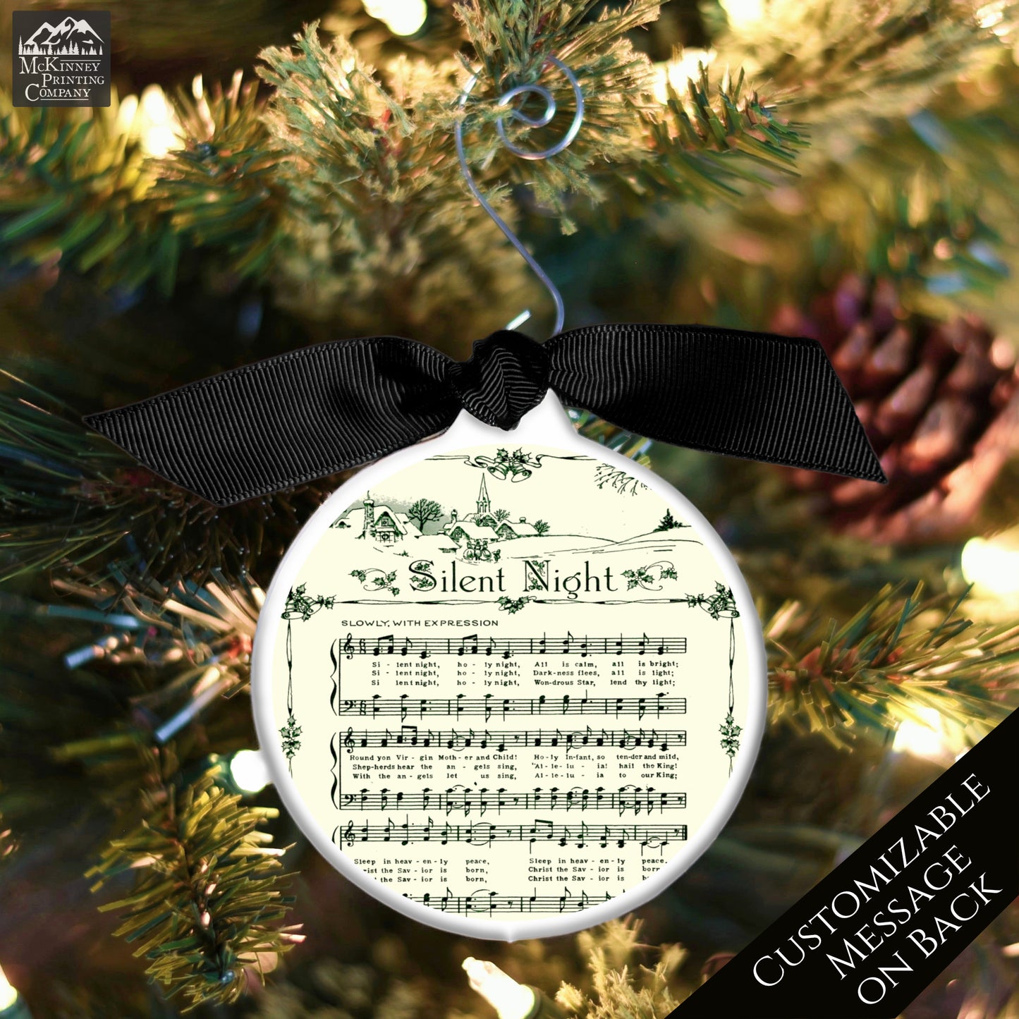 Silent Night Ornament - Christmas Sheet Music, Christian Gift, Hymn