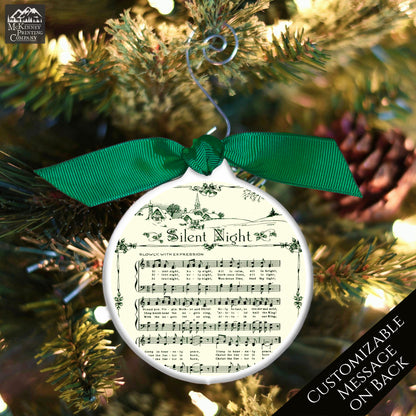 Silent Night Ornament - Christmas Sheet Music, Christian Gift, Hymn