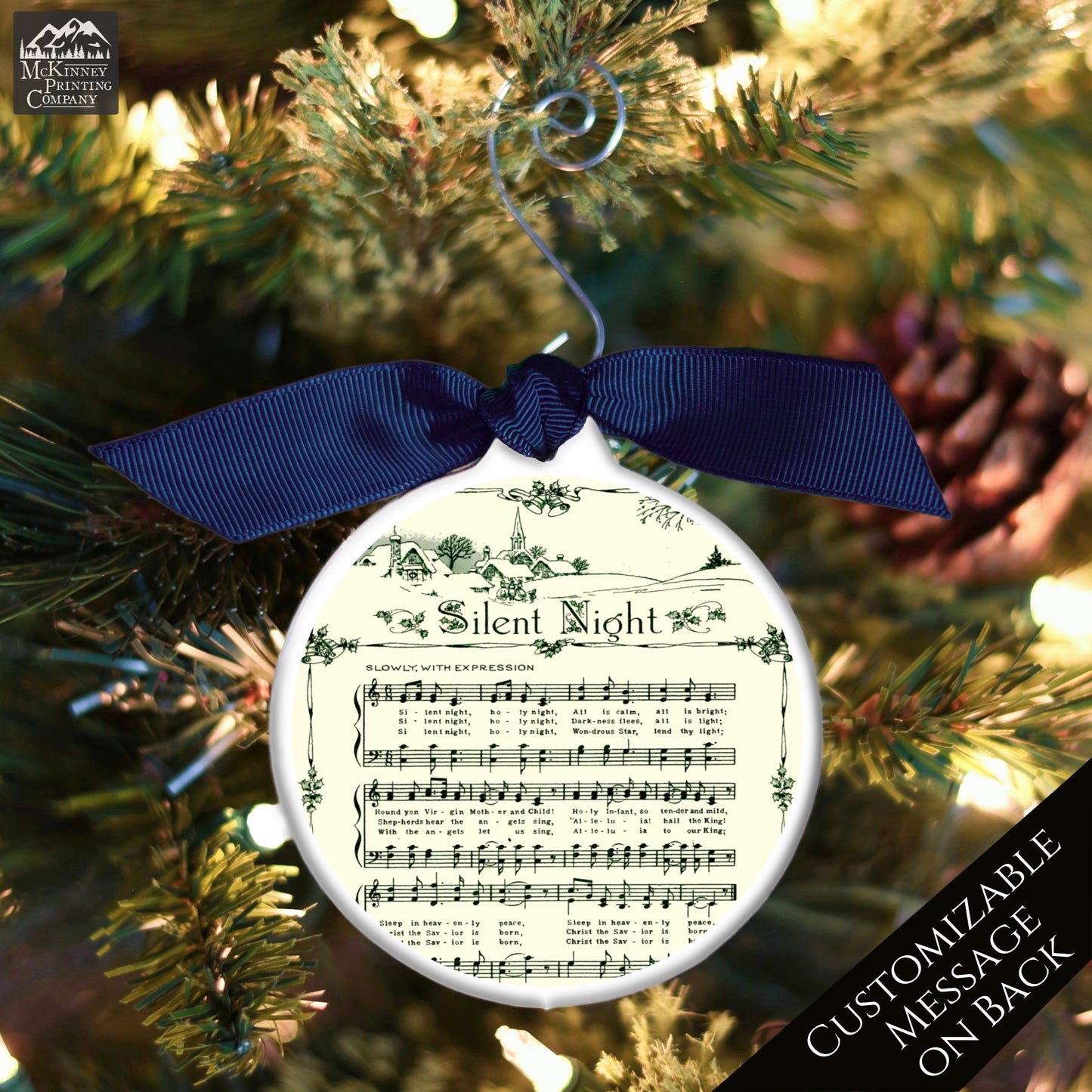 Silent Night Ornament - Christmas Sheet Music, Christian Gift, Hymn