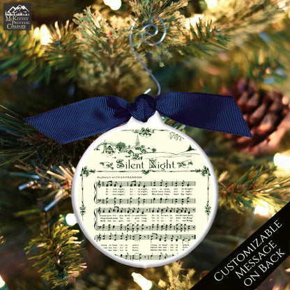 Silent Night Ornament - Christmas Sheet Music, Christian Gift, Hymn