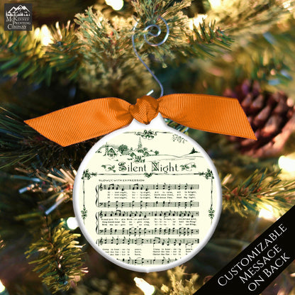 Silent Night Ornament - Christmas Sheet Music, Christian Gift, Hymn