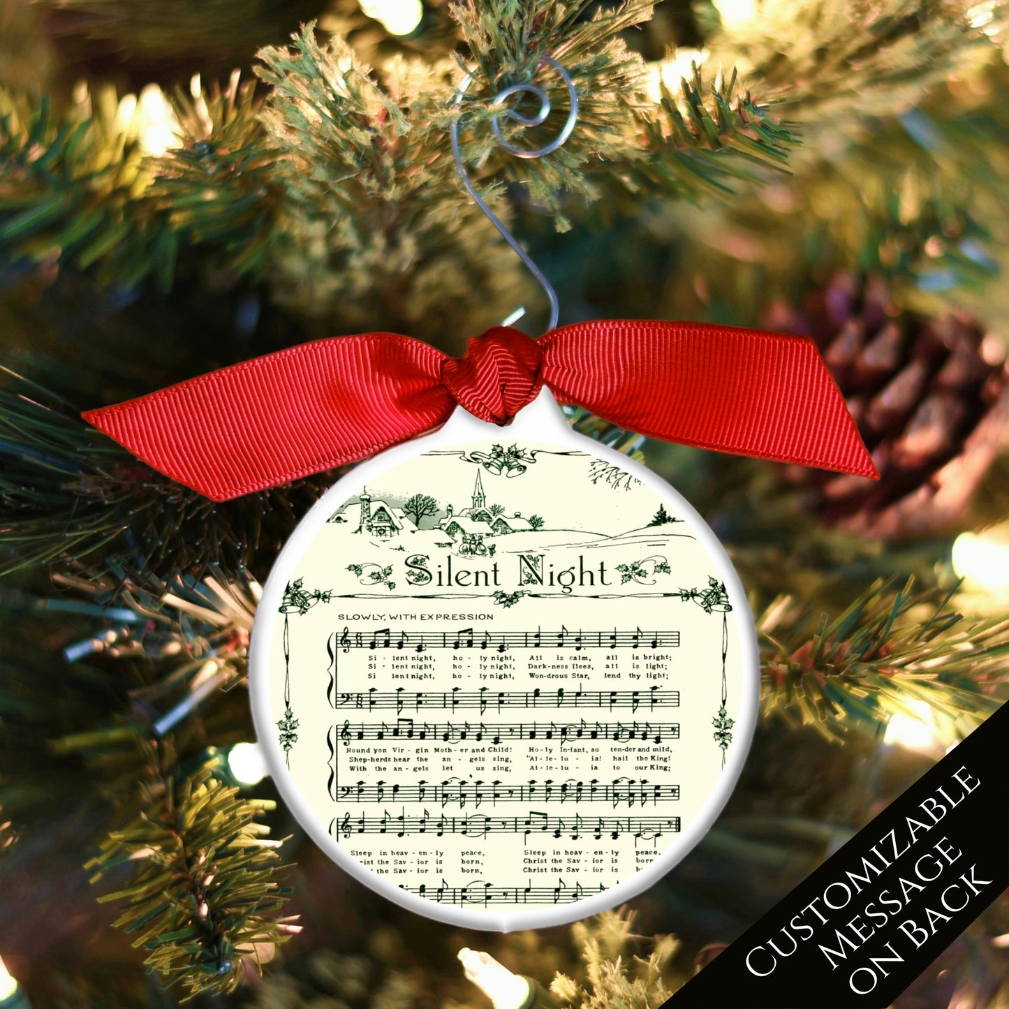 Silent Night Ornament - Christmas Sheet Music, Christian Gift, Hymn