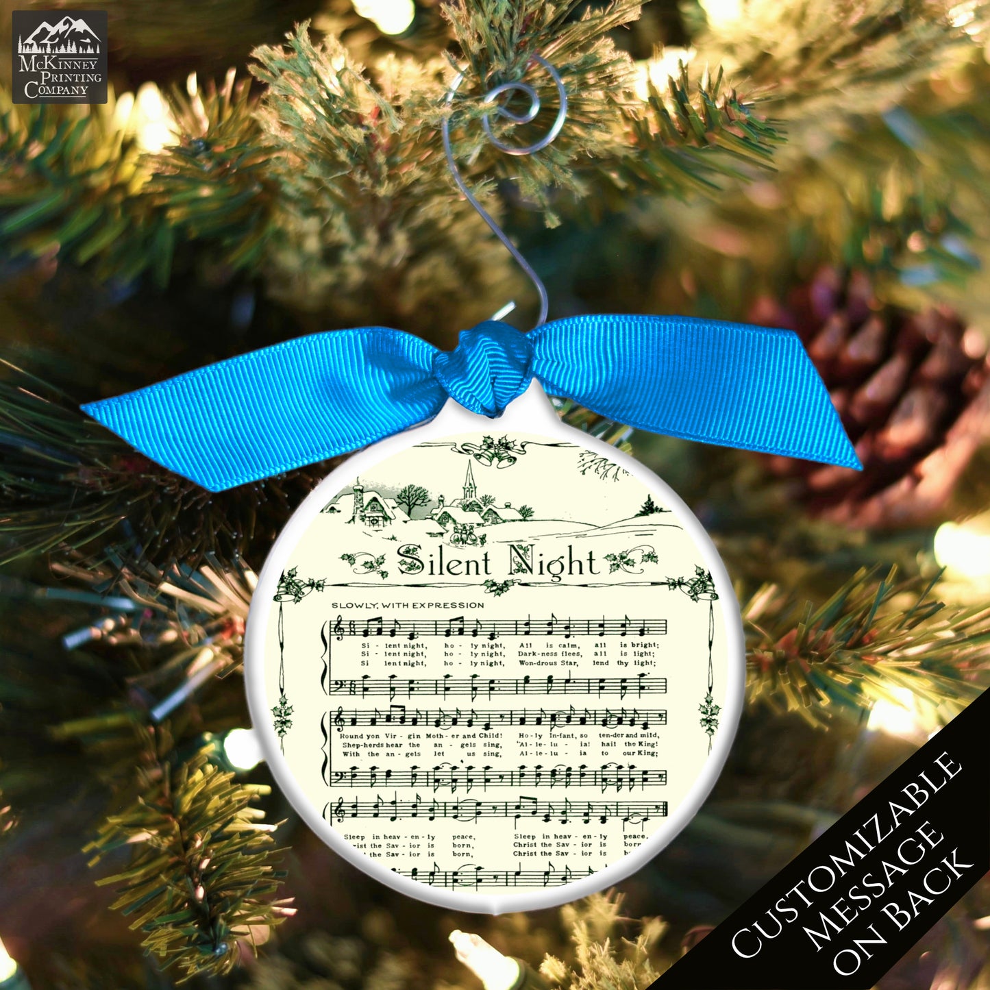 Silent Night Ornament - Christmas Sheet Music, Christian Gift, Hymn