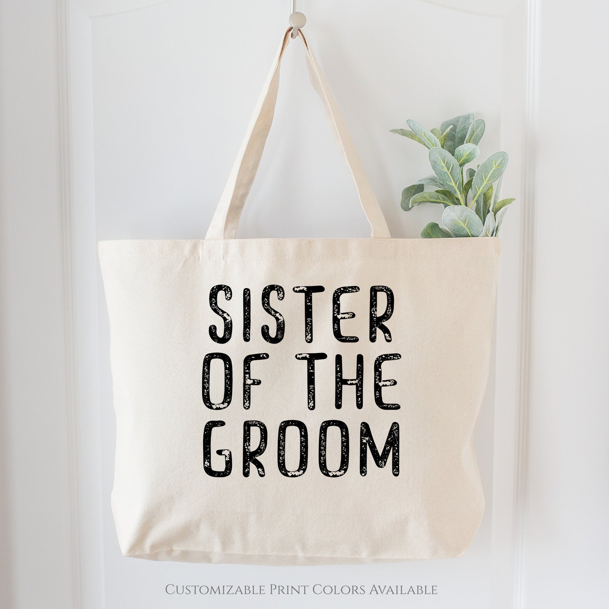 Bridesmaid Gift, Sister of the Groom, Canvas Tote Bag, Fabric Shoulder Bag, Wedding