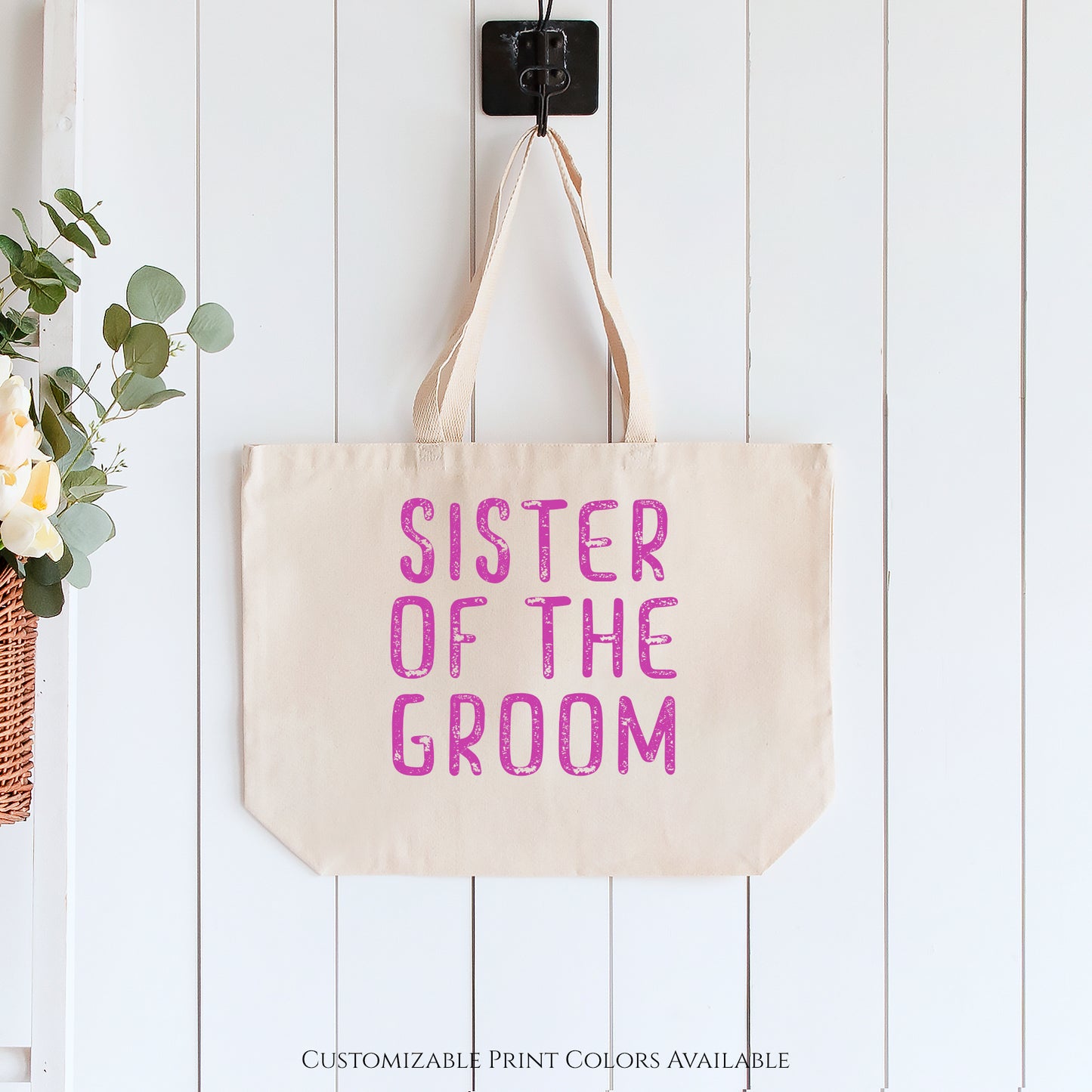 Bridesmaid Gift, Sister of the Groom, Canvas Tote Bag, Fabric Shoulder Bag, Wedding
