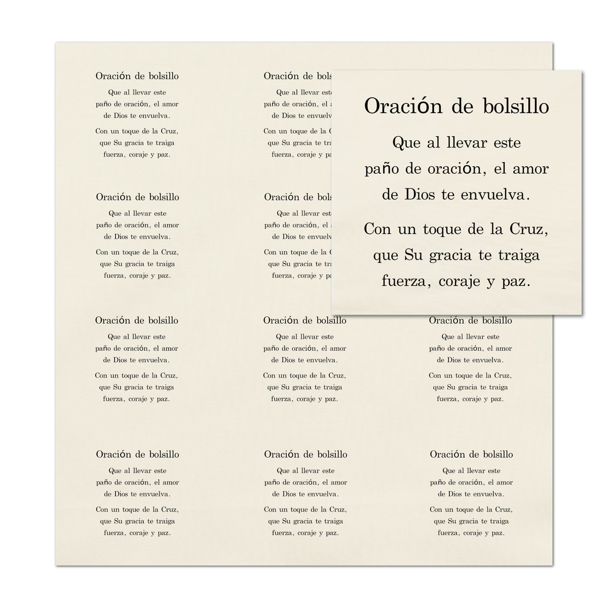 Pocket Prayer - Spanish, Fabric Panel, Memory Pillow, Patch, Prayer Quilt, Christian Gift, Quilting, Tag, Religious