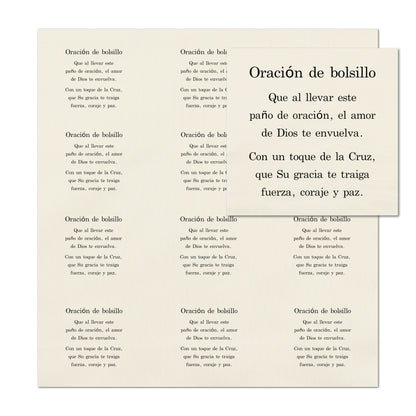 Pocket Prayer - Spanish, Fabric Panel, Memory Pillow, Patch, Prayer Quilt, Christian Gift, Quilting, Tag, Religious