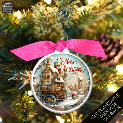 Steampunk Ornaments - Christmas Village, Fantasy Art, Personalized