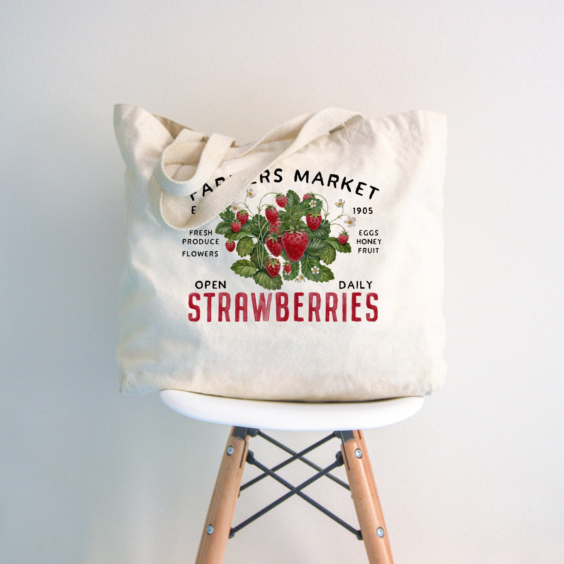 Large Canvas Tote Bag, Strawberry Bag, Fabric Shoulder Bag, Grocery Bag, Reusable, Laundry, Travel, Laptop, Computer, Gift