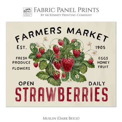 Strawberry Fabric, Farmers Market, Farmhouse, Blueberry, Quilt Block, Quilting, Sewing Supplies, Materials - Muslin