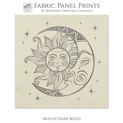 Sun and Moon and Stars Fabric Print - Muslin