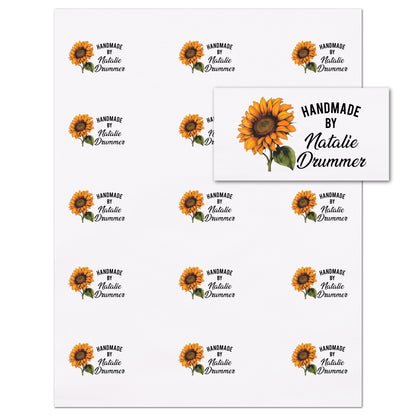 Quilt Labels, Sunflower, Handmade By, Personalized Name
