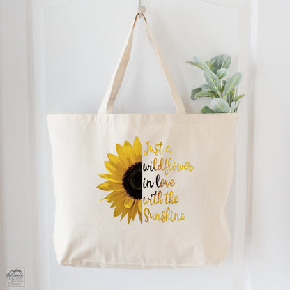 Quotes About Life - Inspirational, Sunflower Tote Bag, Floral, Flower