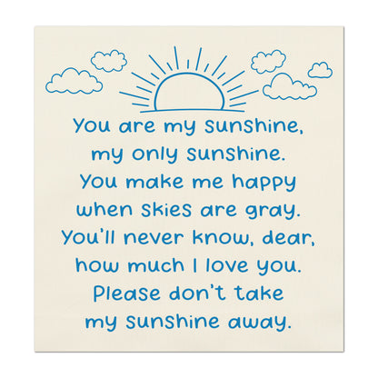 You Are My Sunshine - Baby Fabric Panels, Poem, Wall Art, Decor, Cotton, Quilt Block, Baby Blanket, Nursery, Infant, Sewing, Quilting