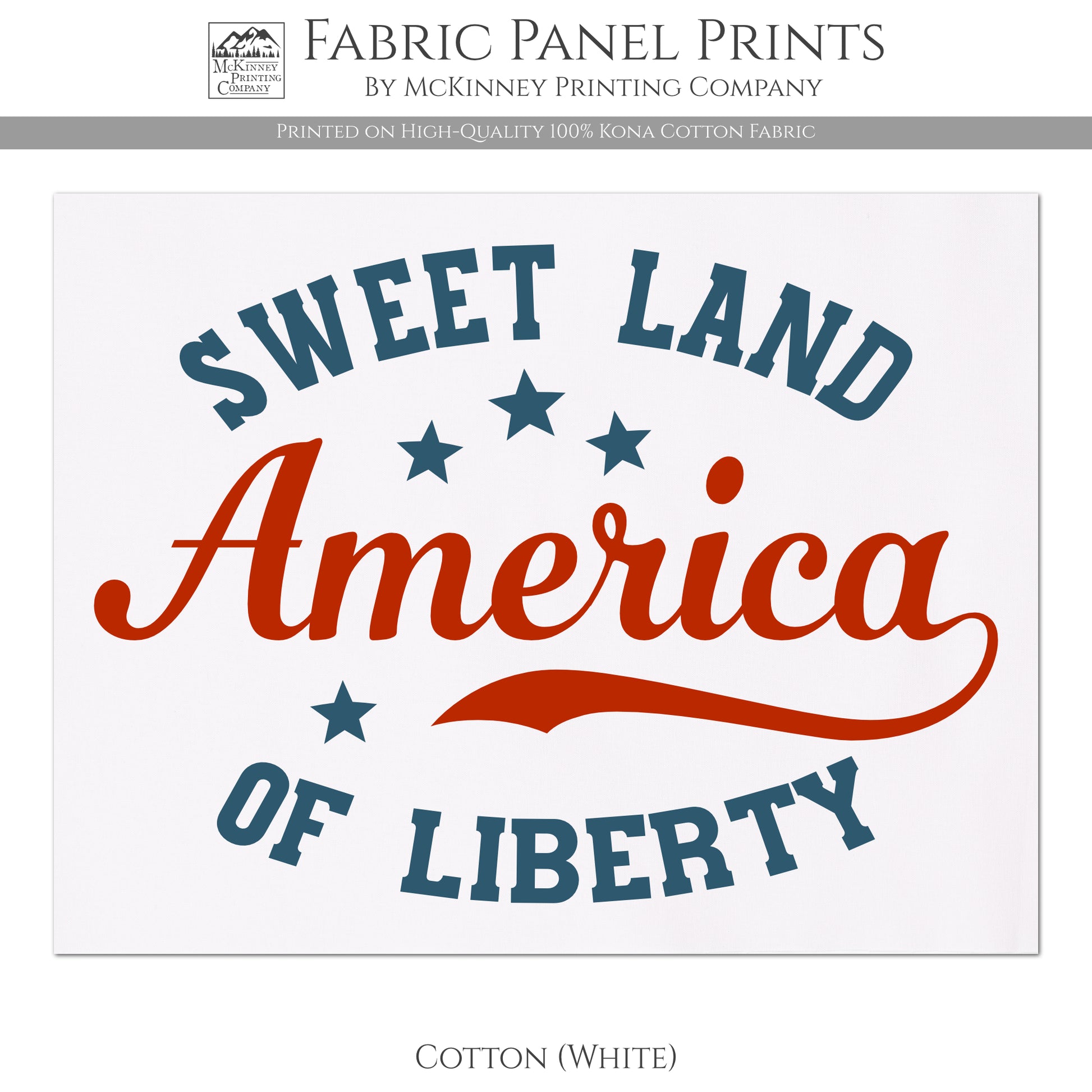 Sweet Land of Liberty - America - Americana Fabric, Patriotic Quilt, Quilting, USA - Kona Cotton Fabric, White