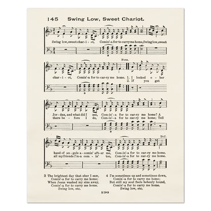 Swing Low, Sweet Chariot - Christian Fabric, Religious, Hymn Wall Art, Vintage Sheet Music, Choral, Piano, Quilting, Quilt, Cotton, Sewing, Cotton