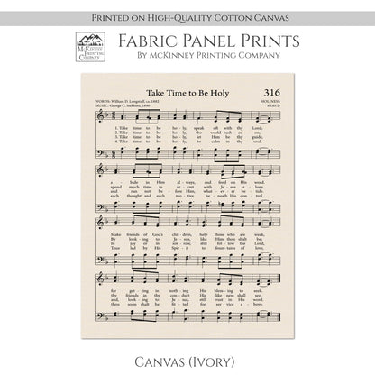 Take Time to be Holy - Christian Fabric, Hymn Wall Art, Religious, Vintage Sheet Music, Quilting, Quilt, Cotton