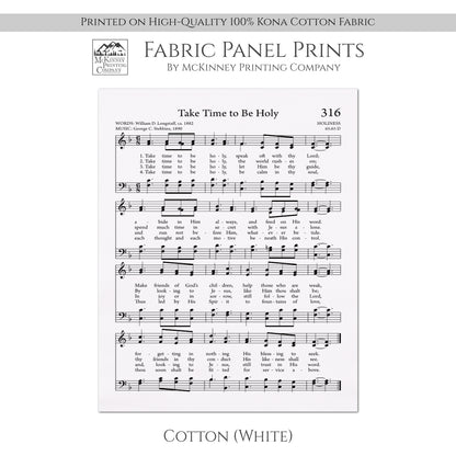 Take Time to be Holy - Christian Fabric, Hymn Wall Art, Religious, Vintage Sheet Music, Quilting, Quilt, Cotton